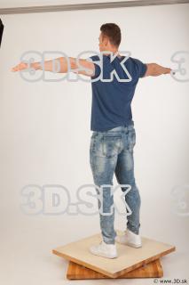 Whole body blue tshirt light blue jeans modeling t pose…